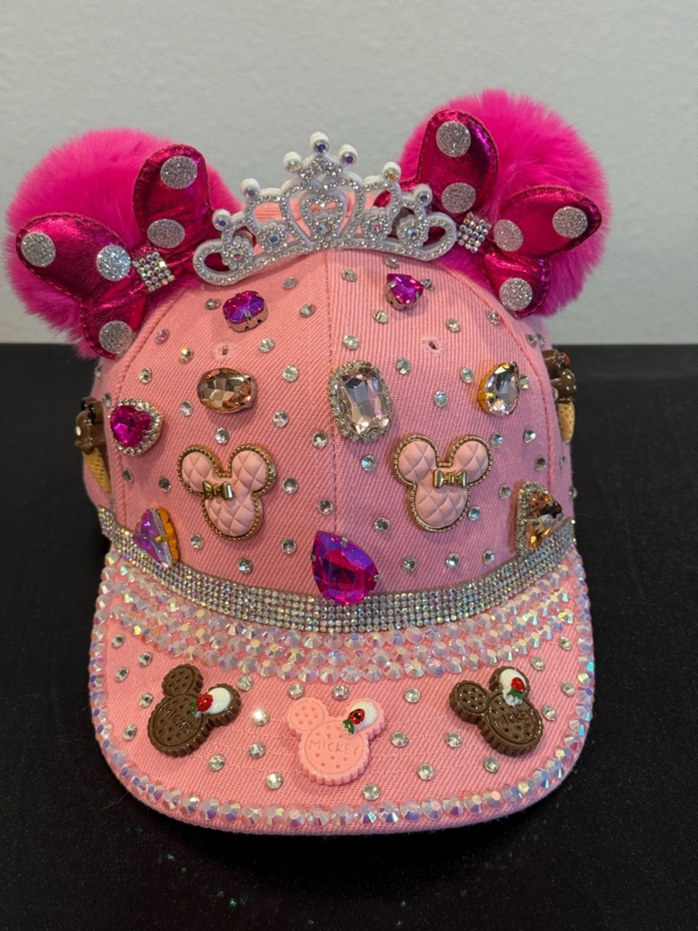 Pink Jeweled Minnie Ear Cap